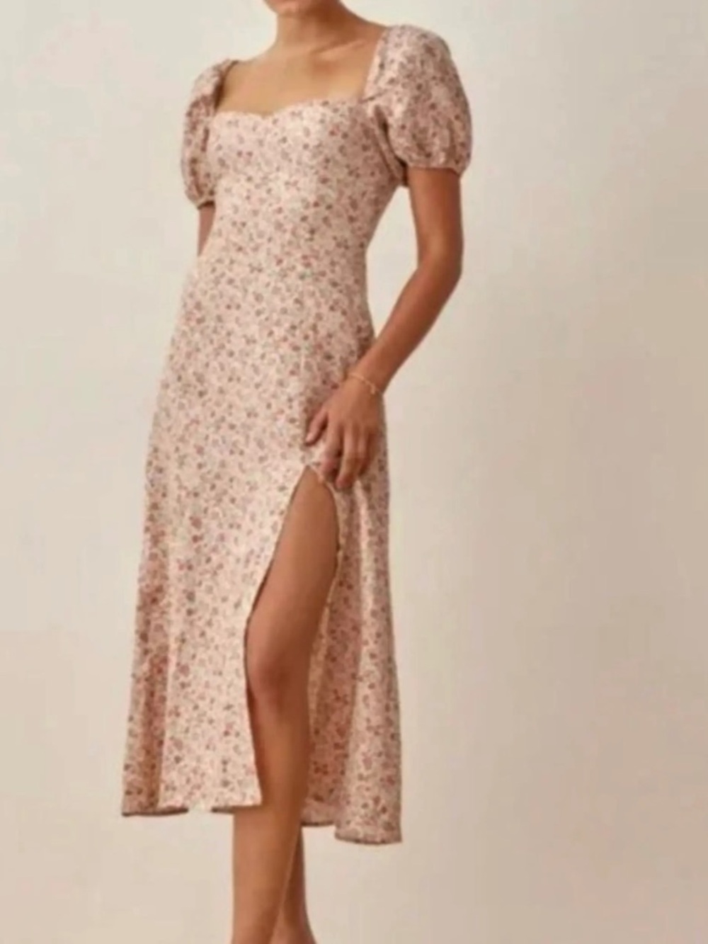 Reformation Denver Floral Midi Dress in Blush Pink